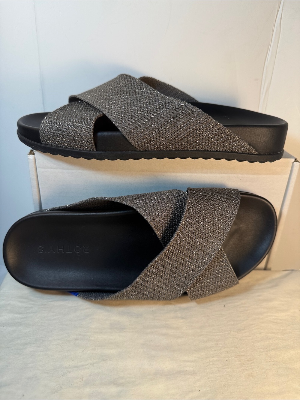Rothy's Crisscross Slide Sandal - Gray